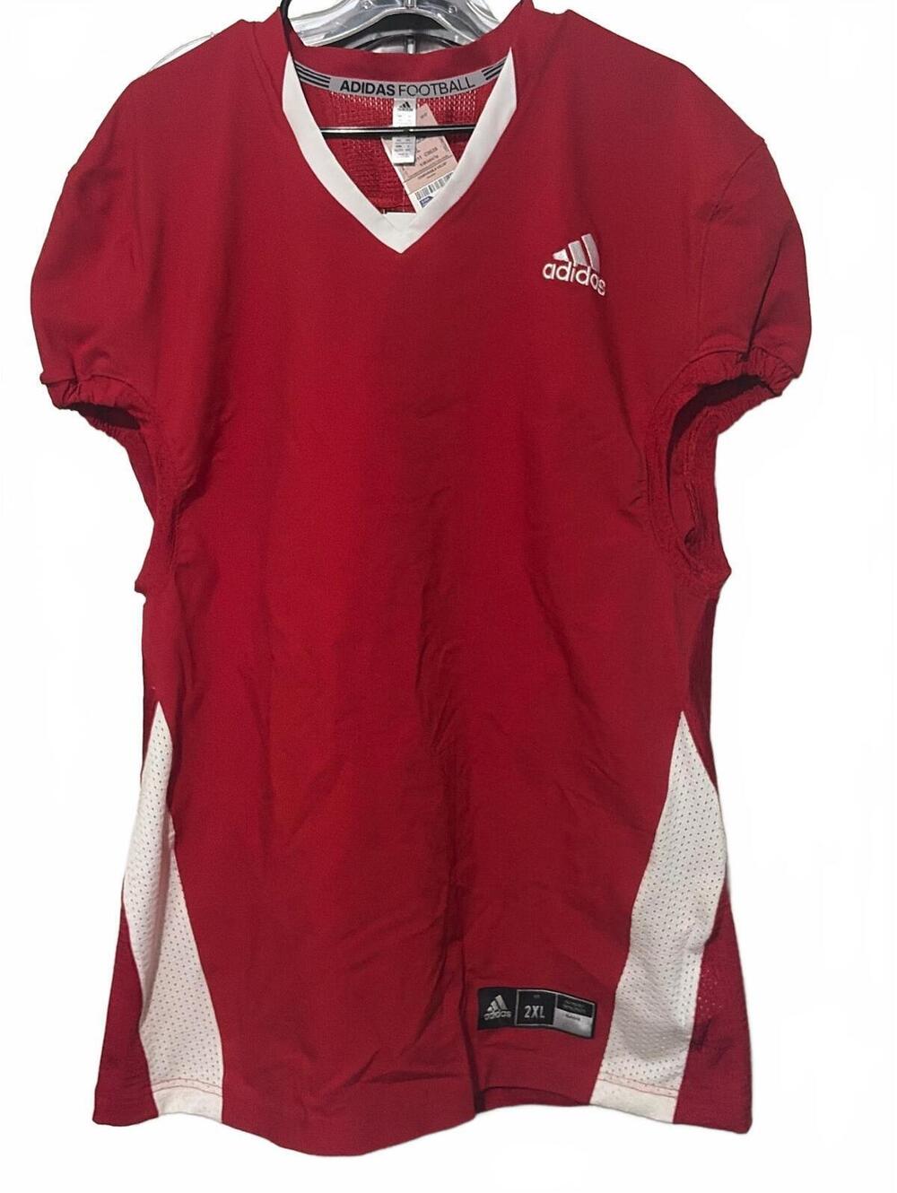 Adidas Football Red and White V-Neck Jersey 2XL